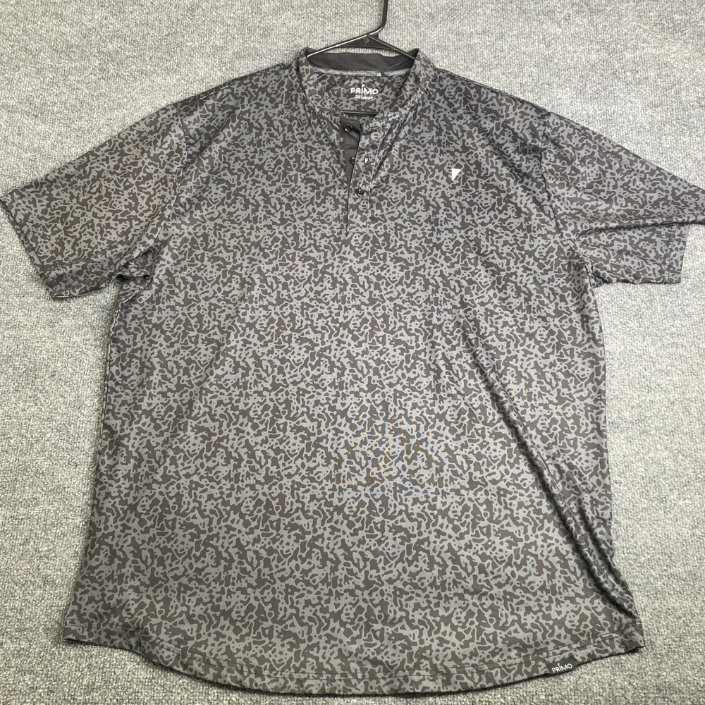 Primo Blade Collar Polo Panther Grey Abstract Golf Shirt Mens 3XL 3X Large New